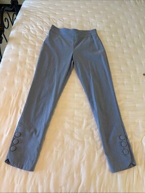 Versona Slate Blue Slim Trousers with Button Cuffs
